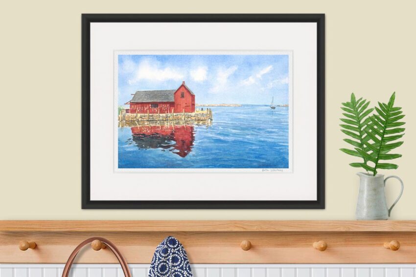 Motif No 1 red fishing shack and glassy ocean