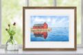 Motif No 1 red fishing shack and glassy ocean